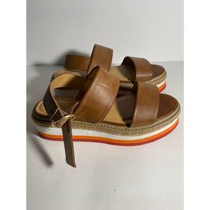 Bamboo multi-colored platform sandals women’s size 9.5